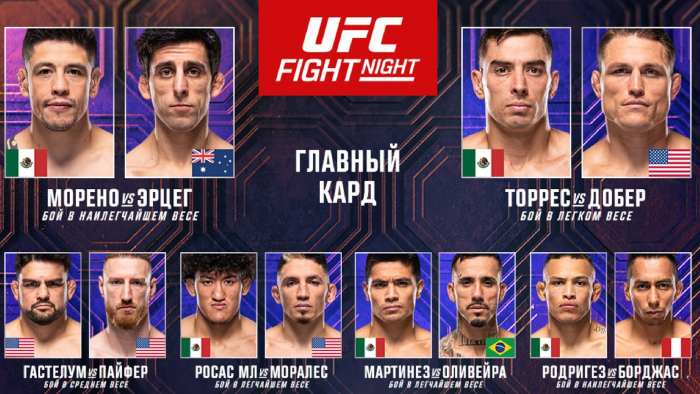 Результаты UFC on ESPN 64: Морено победил Эрцега
