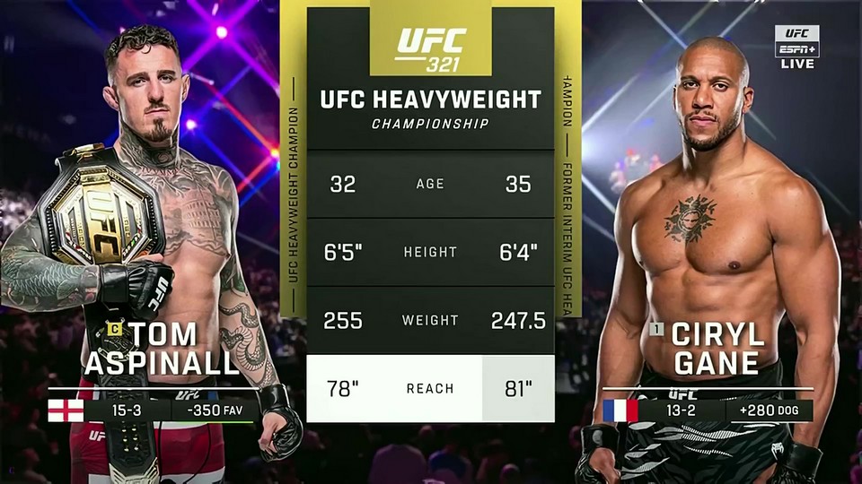 Видео боя: Том Аспиналл - Сирил Ган (25.10.2025)