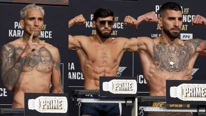 Видео: Илья Топурия и Чарльз Оливейра прошли взвешивание перед UFC 317