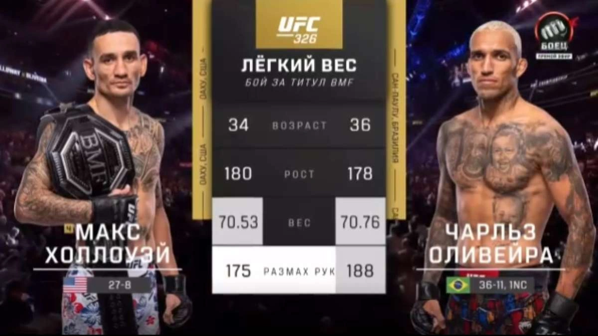 Видео боя: Чарльз Оливейра - Макс Холлоуэй (UFC 326)